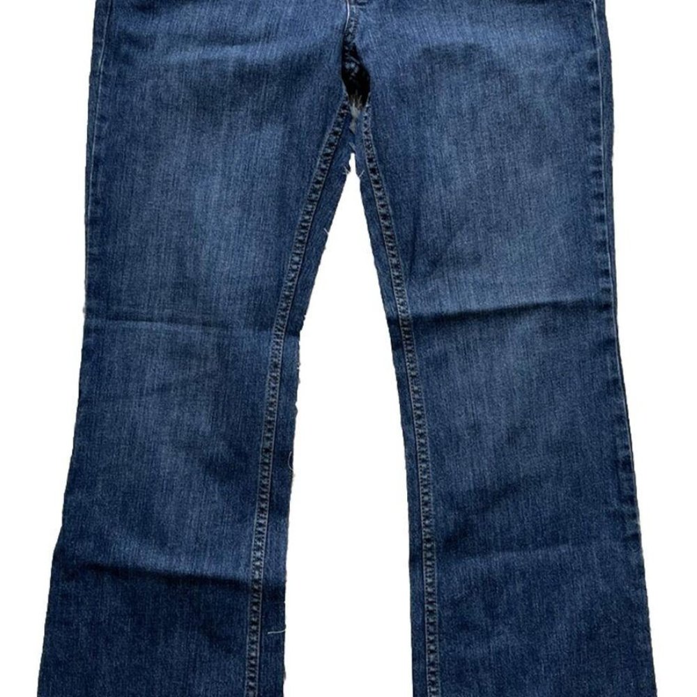Harley Davidson Blue Denim Jeans Women's Size 10 Long Flared Stretch Bootcut